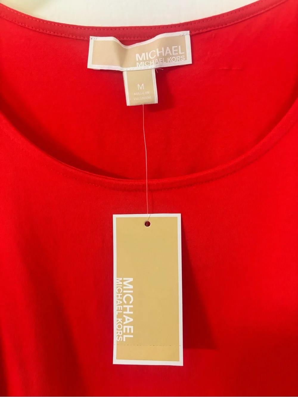 NWT Michael Kors Red‎ Cold-Shoulder Cut Out Cotton Top Medium Shirt